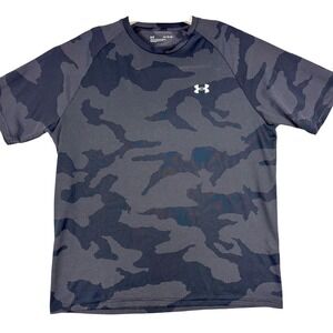 Under Armour Shirt Mens XL Black Camo Short Sleeve Raglan Training Top‎ Gym Run